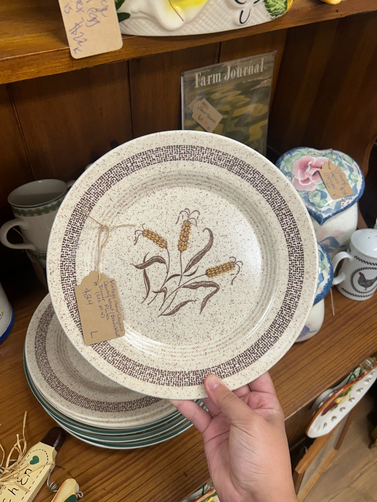 Vintage Homer Laughlin Country Wheat/Brown Wheat Dinner Plates - Set Of 4