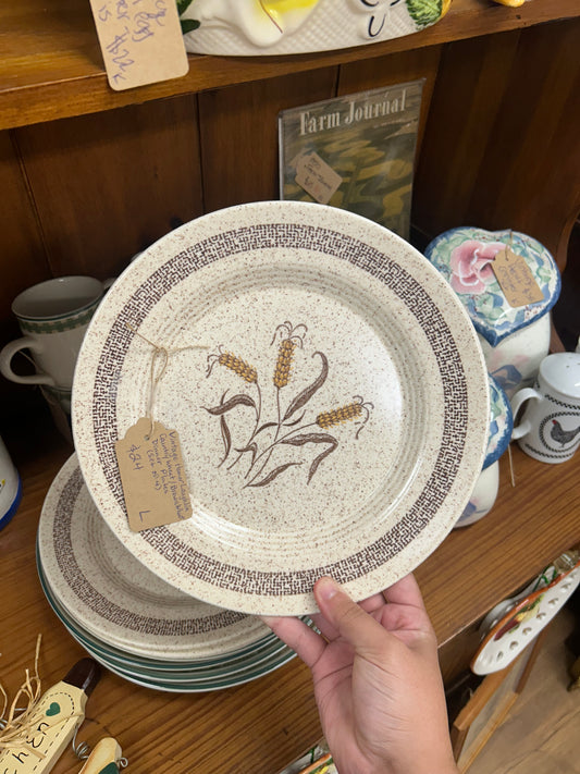 Vintage Homer Laughlin Country Wheat/Brown Wheat Dinner Plates - Set Of 4
