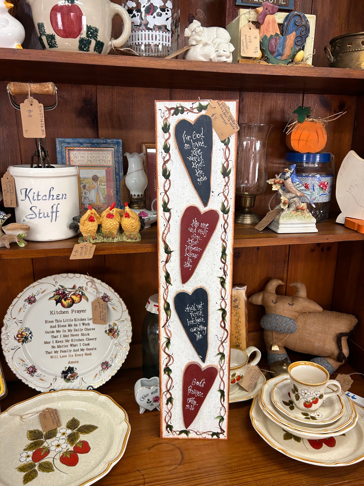 Vintage Wooden “For So God So Loved The World” Hanger