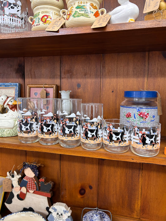 Vintage Libbey Cow Glasses - Set Of 6