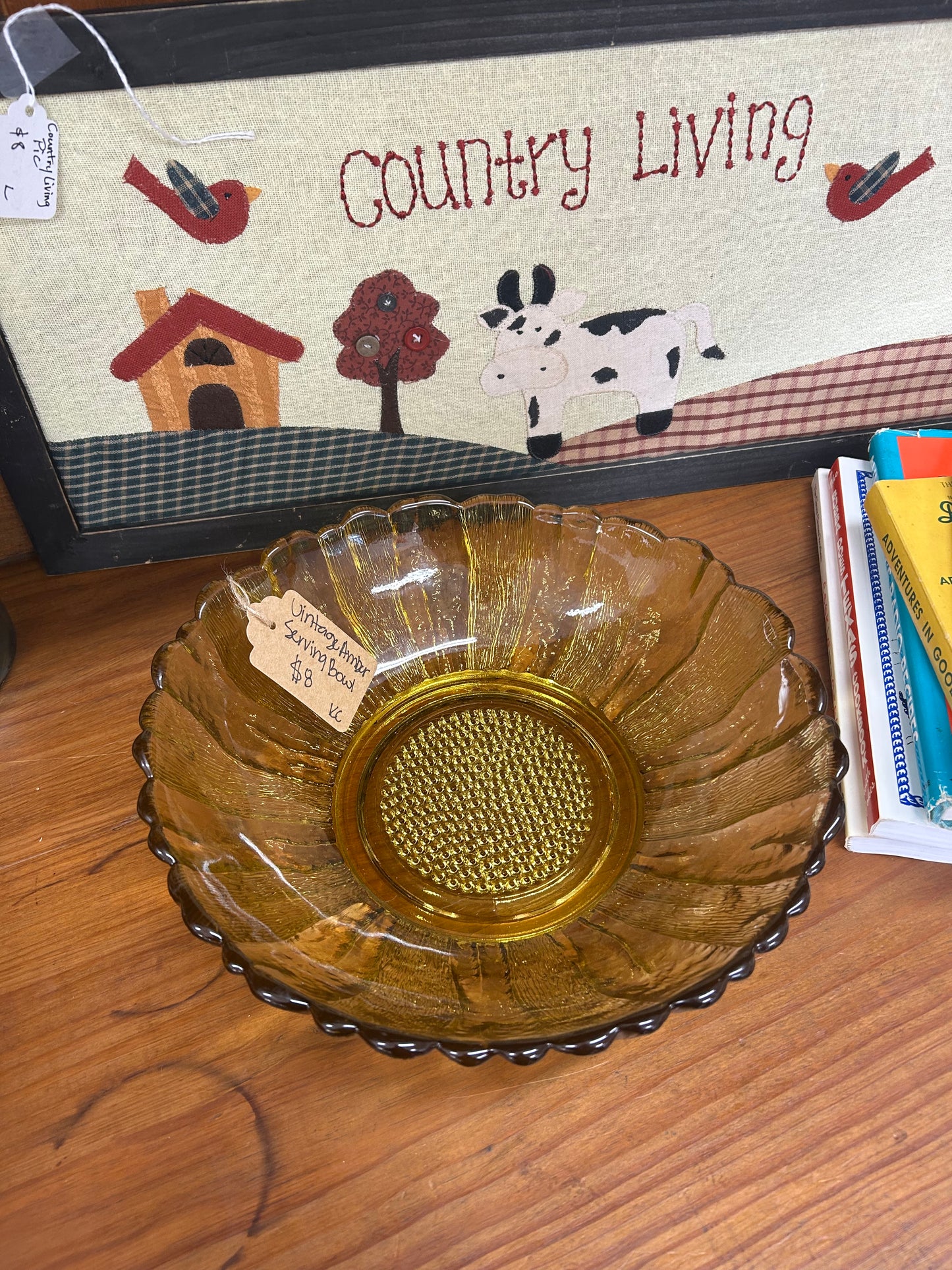 Vintage Amber Serving Bowl