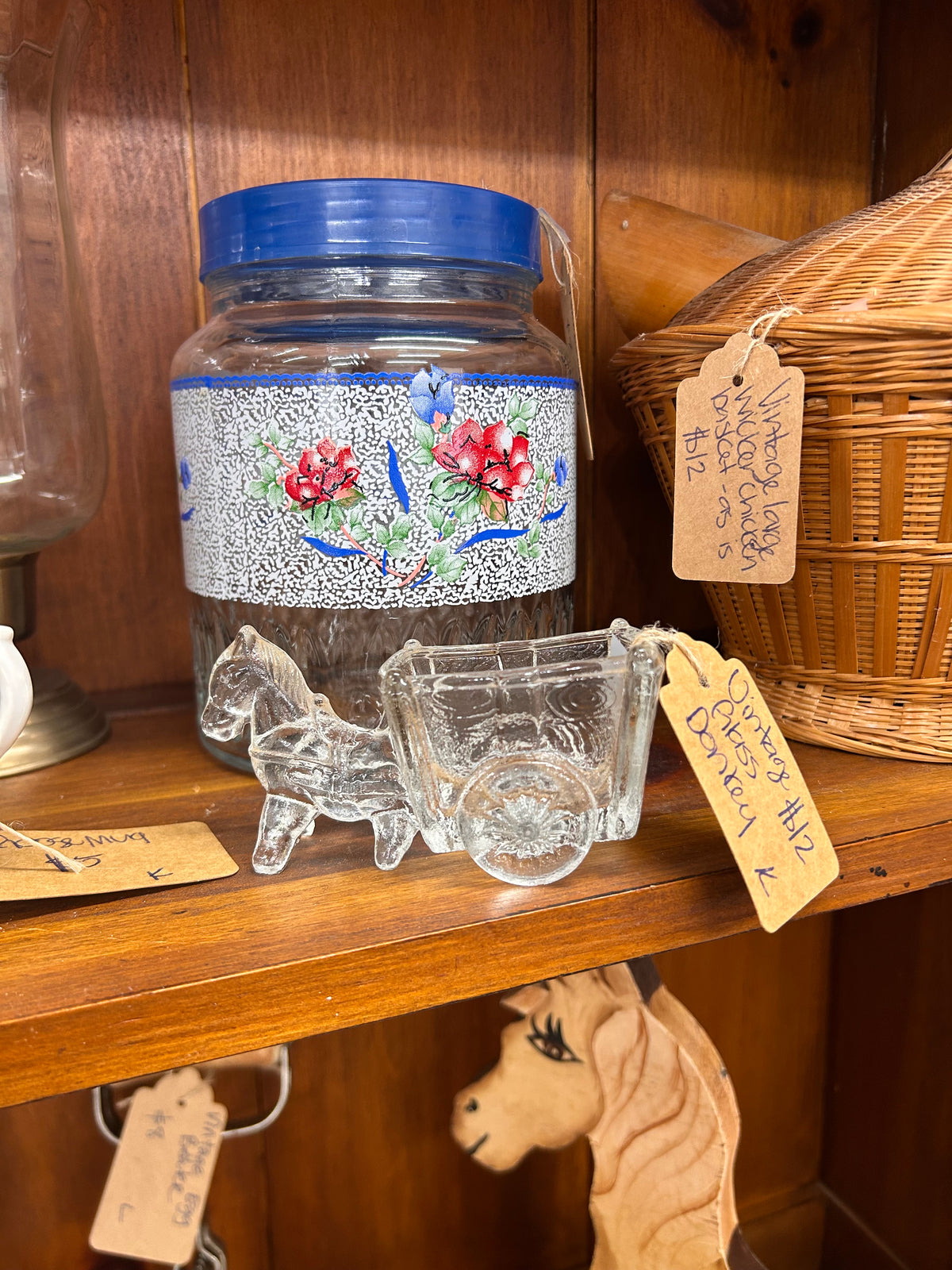 Vintage Glass Donkey & Buggy