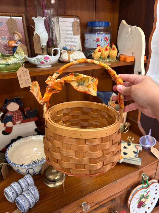 Wicker Basket With Fall Ribbon