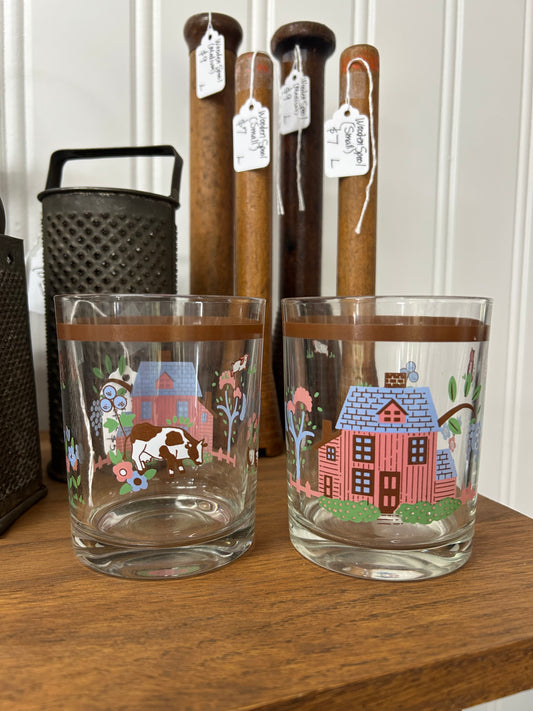 Farmhouse & Farm Animal Glasses - Set of 2
