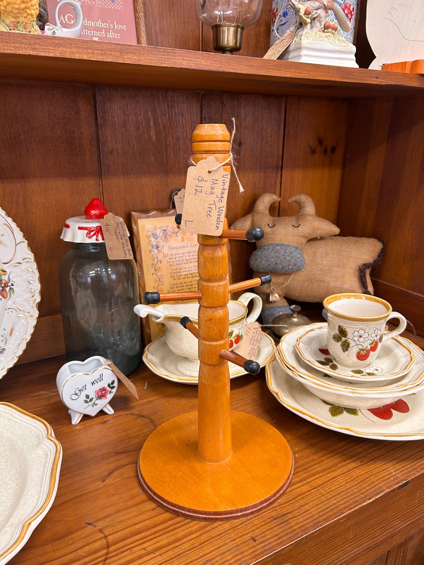 Vintage Wooden Mug Tree