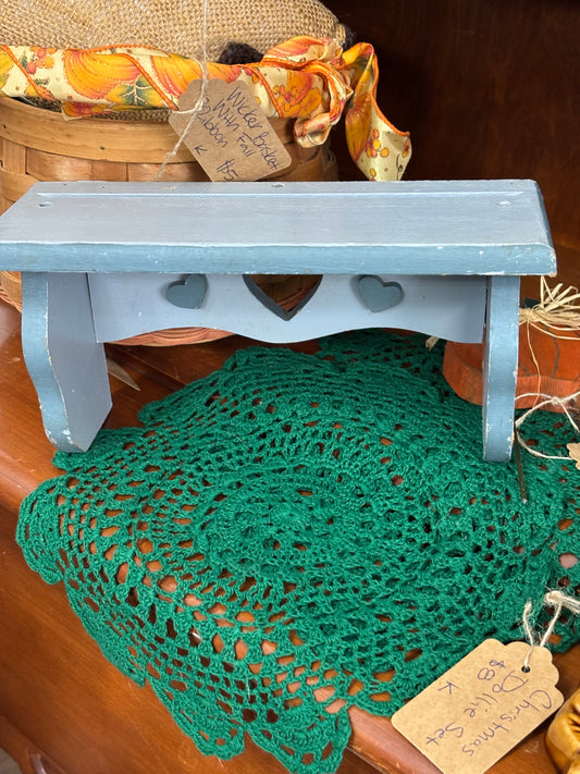 Blue Heart Shelf W/ Plate Cutout - 10x5x4