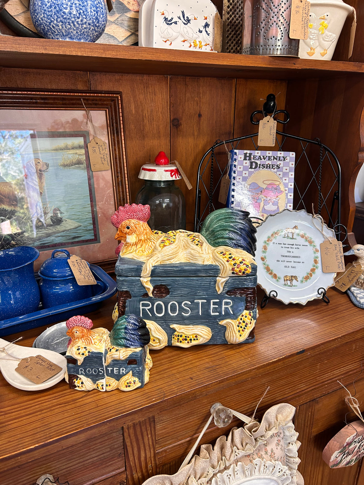 Vintage Rooster Cookie Jar W/ S&P Shakers