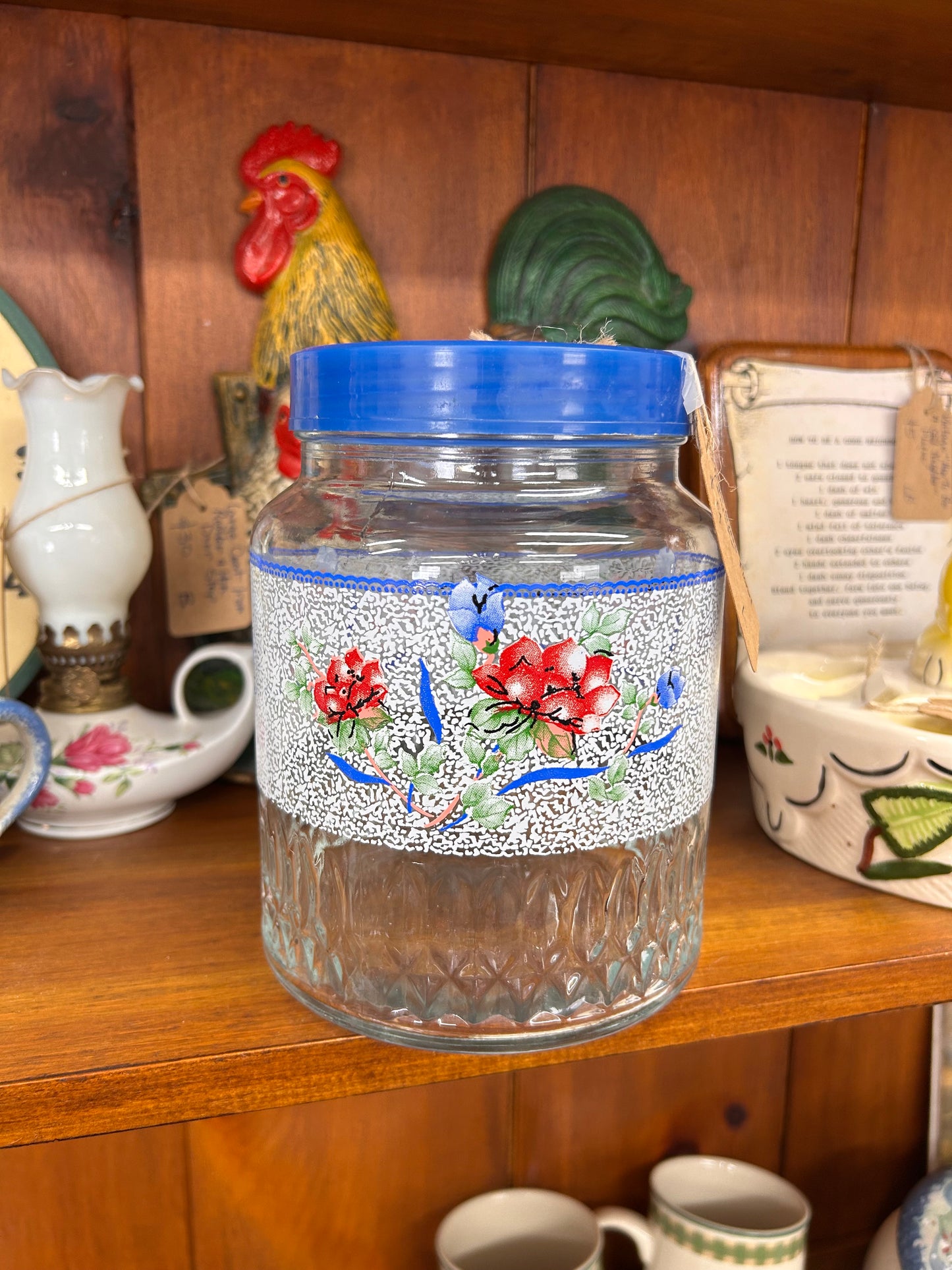 Vintage Glass Floral Canister