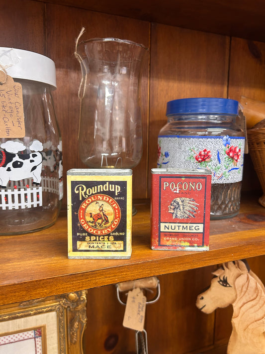 Vintage Tin Spice Can Replicas - Set Of 2