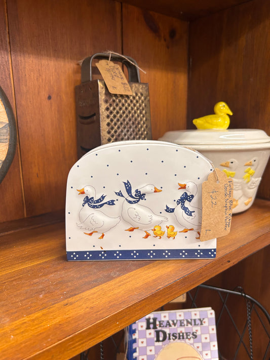 Vintage Blue Ribbon Goose Napkin Holder