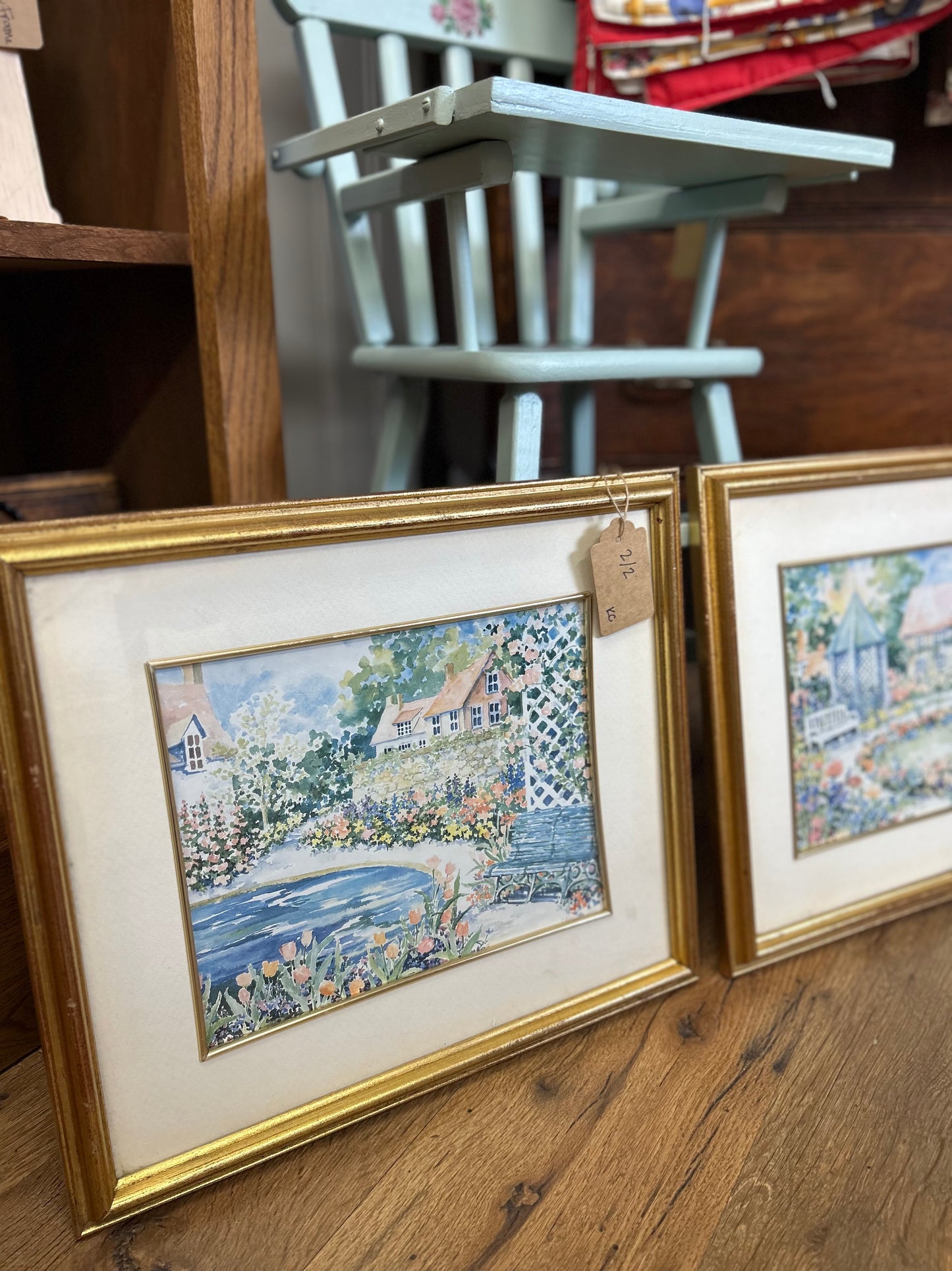 Gold Frame Garden Scene Set of 2