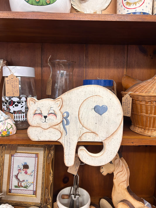 Vintage Wooden Cat Shelf Sitter