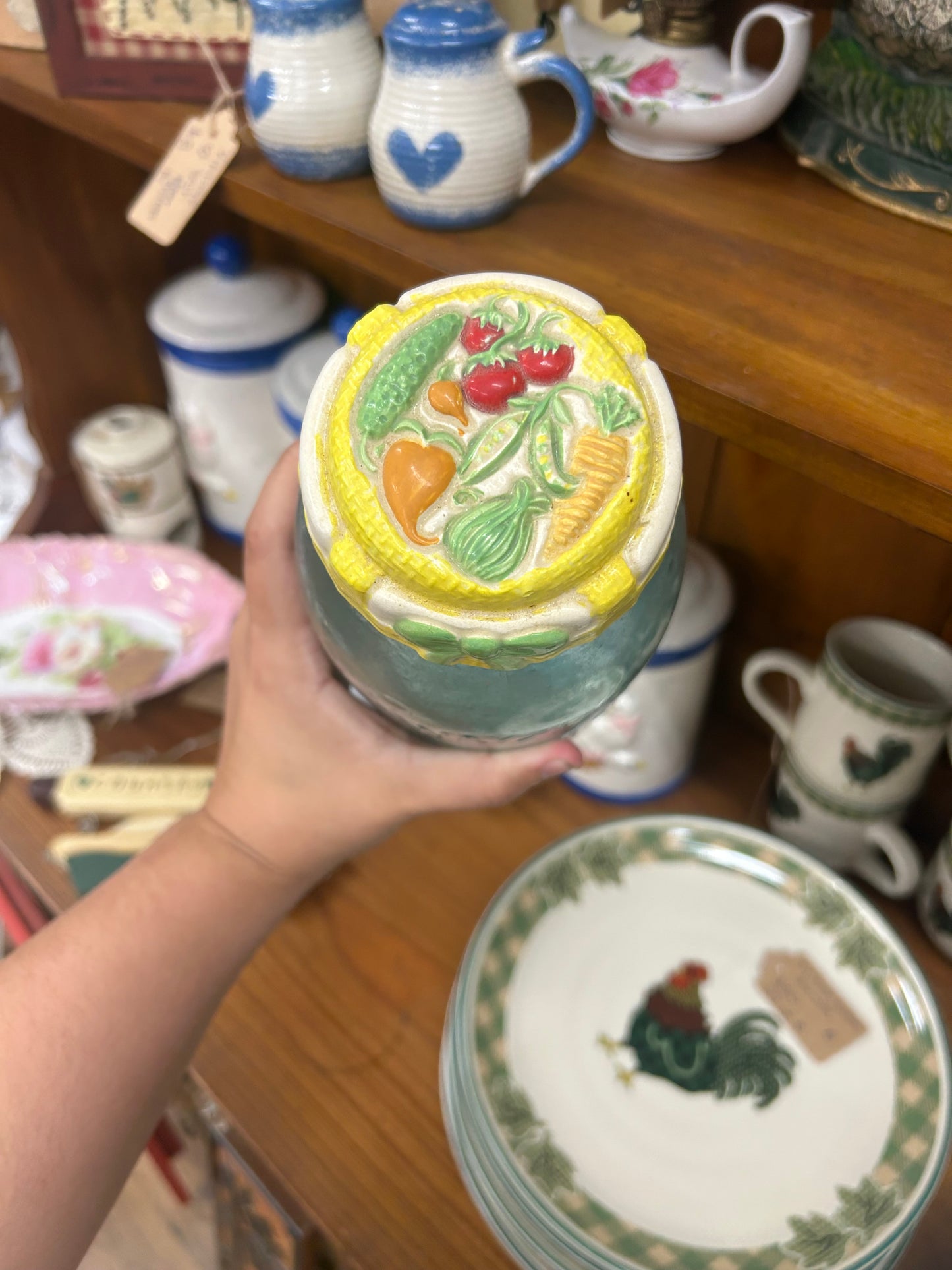 Vintage Jar With Vegetable Topper