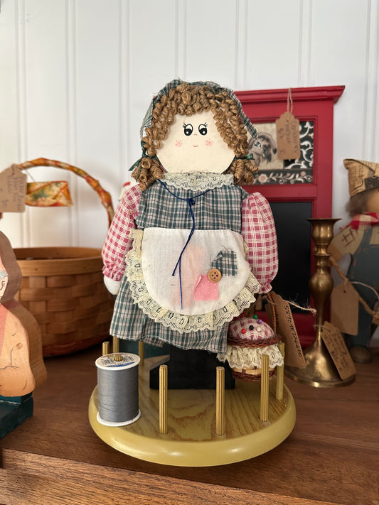 Vintage Girl Pin Cushion & Thread Holder