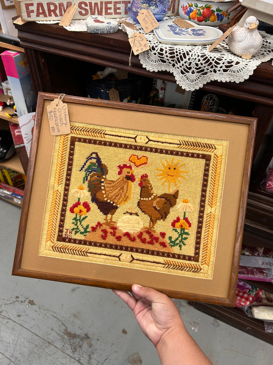 Vintage Chicken Needlepoint