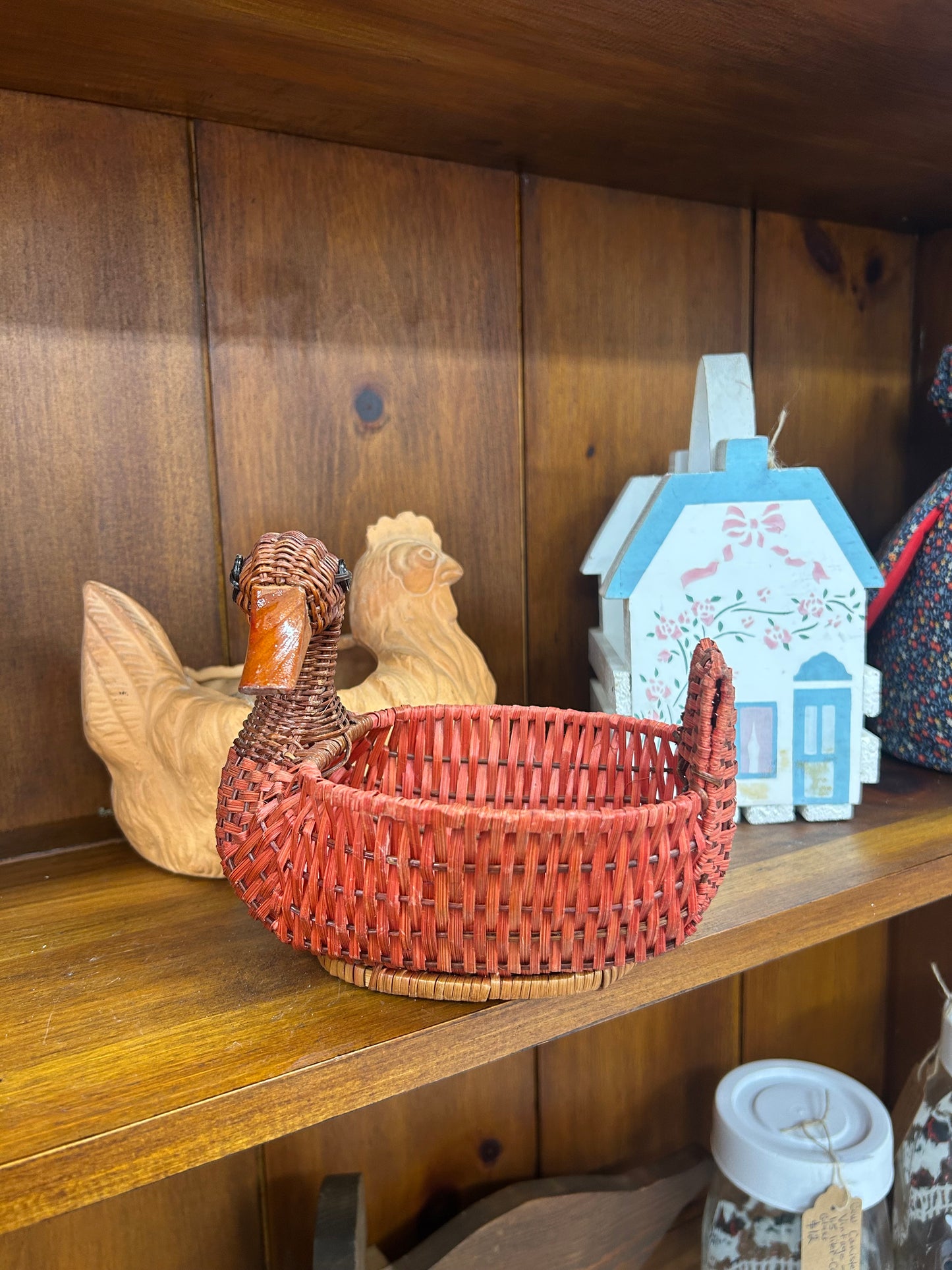 Vintage Wicker Duck Basket