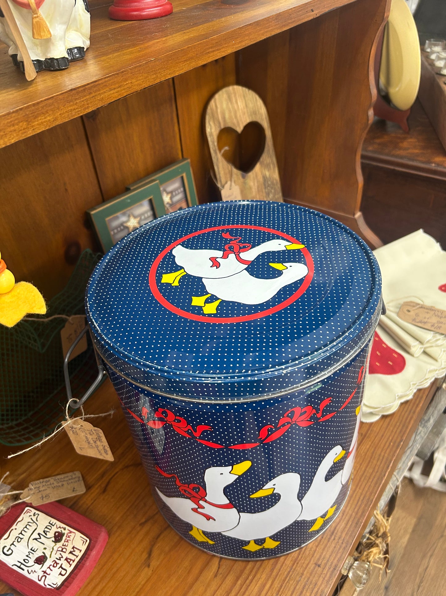 Vintage Goose Tin Container - 11” In Height