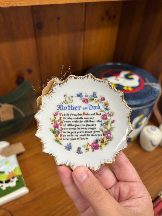 Small Vintage Mother & Dad Decorative Plate