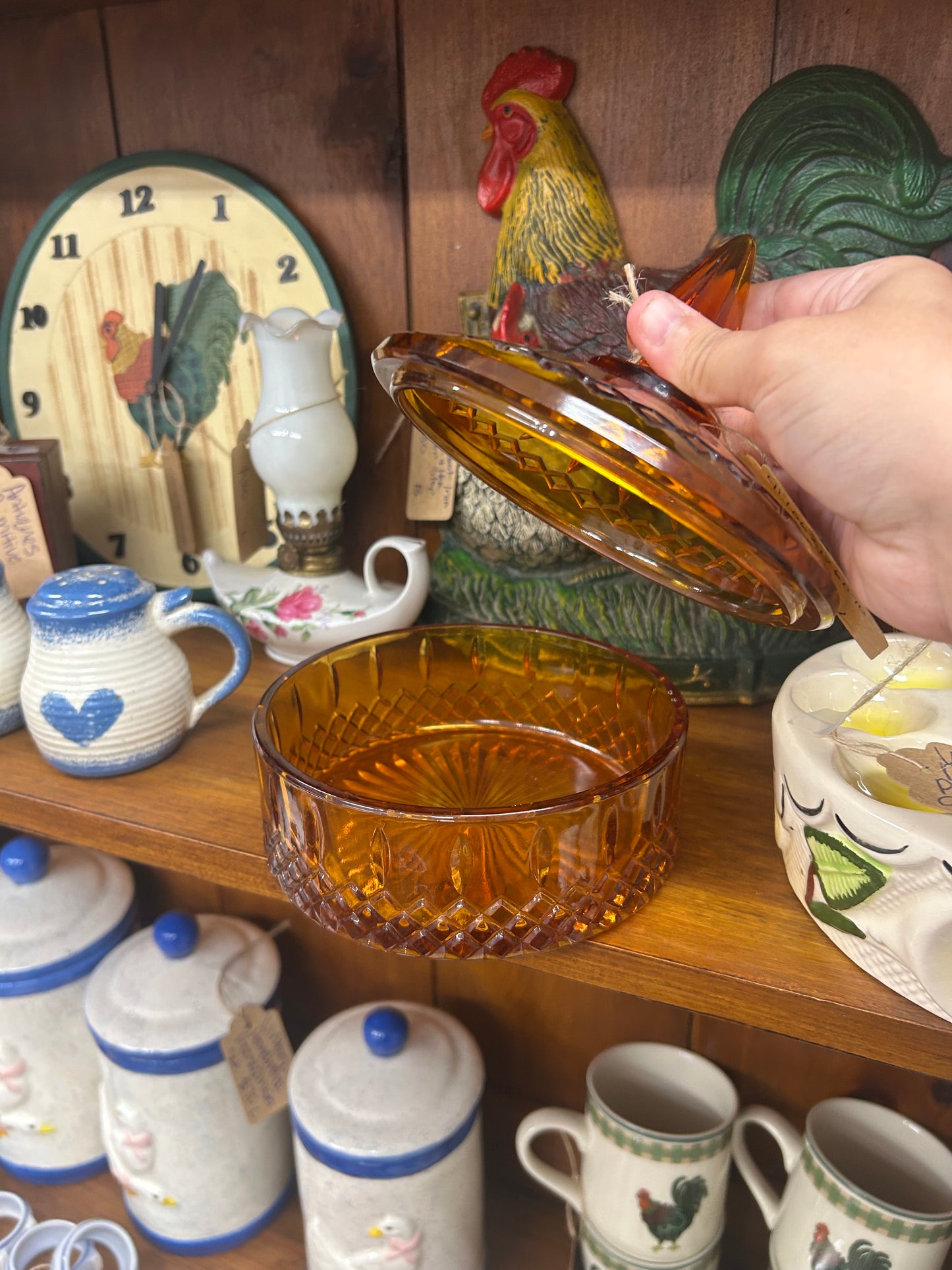 Vintage Indiana Glass Amber Princess Pattern Candy Dish