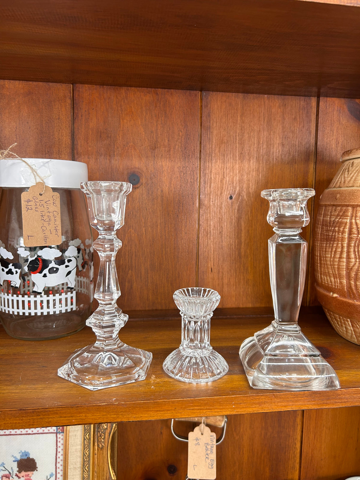 Vintage Clear Candlesticks - Set Of 3