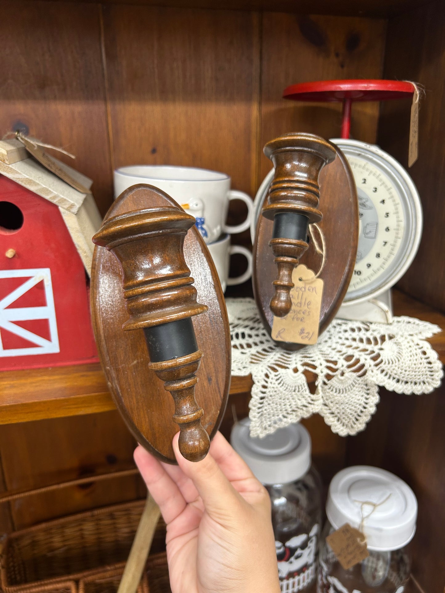 Set of Wooden Wall Sconces