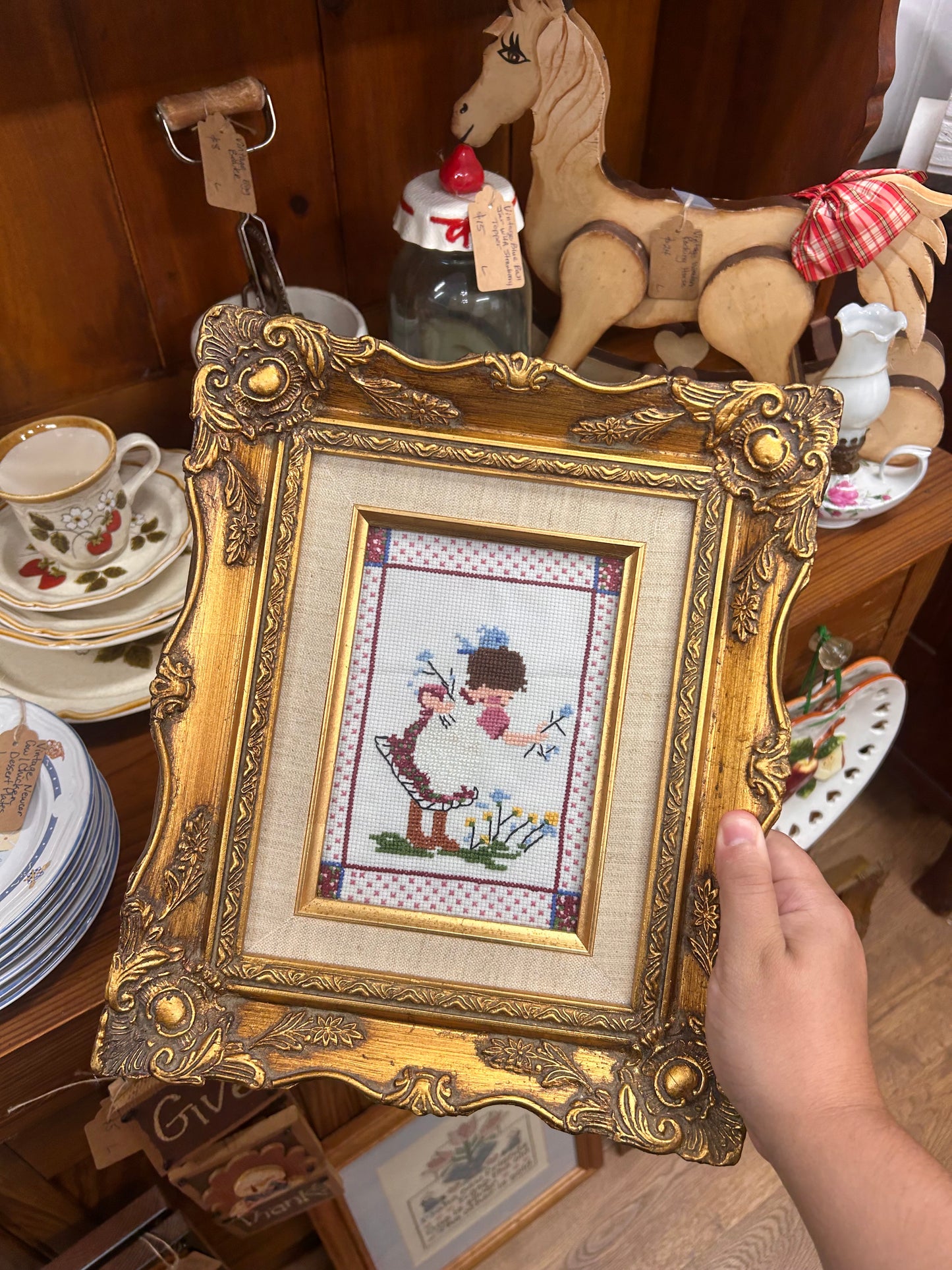 1984 Cross Stitch With Gold Frame