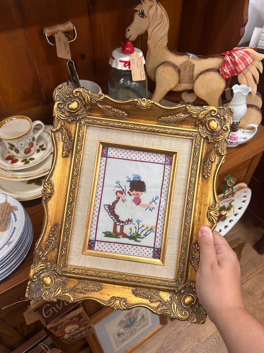 1984 Cross Stitch With Gold Frame