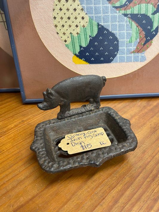 Vintage Cast Iron Pig Soap Dish