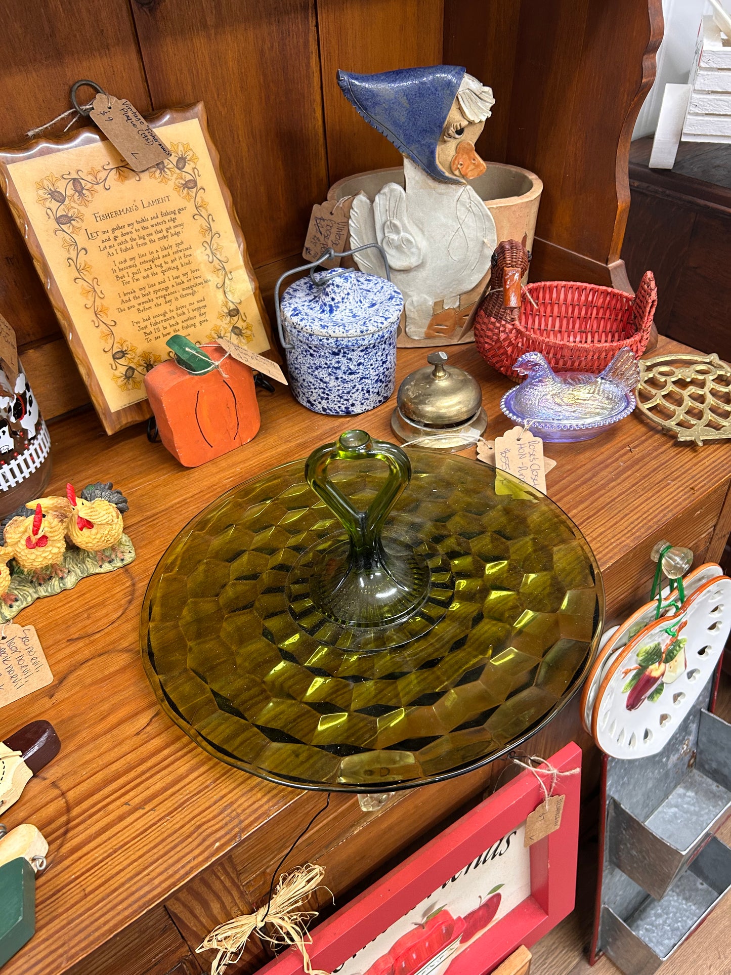 Vintage Green Indiana Glass Sandwich Plate