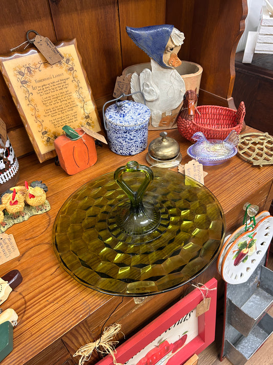 Vintage Green Indiana Glass Sandwich Plate