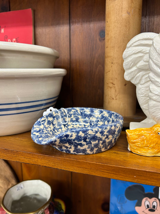 Blue Crock Splatter Spoon Rest - NEW