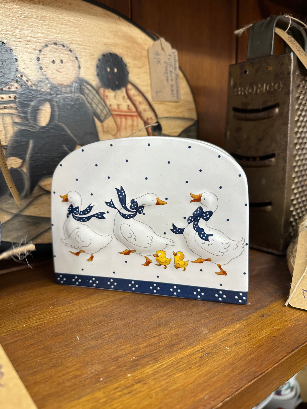 Vintage Blue Ribbon Goose Napkin Holder