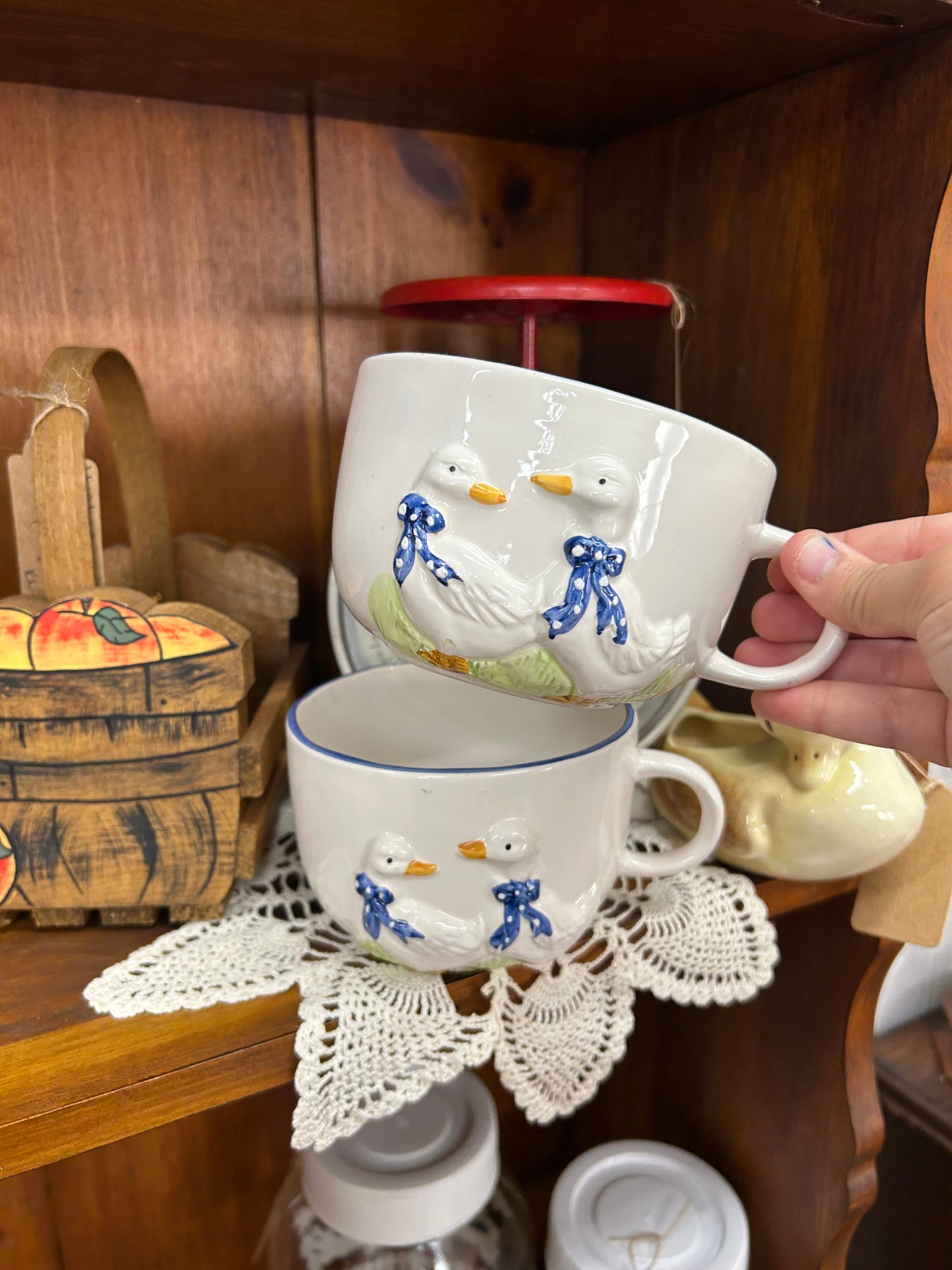Vintage Goose Soup Mugs - Set Of 2