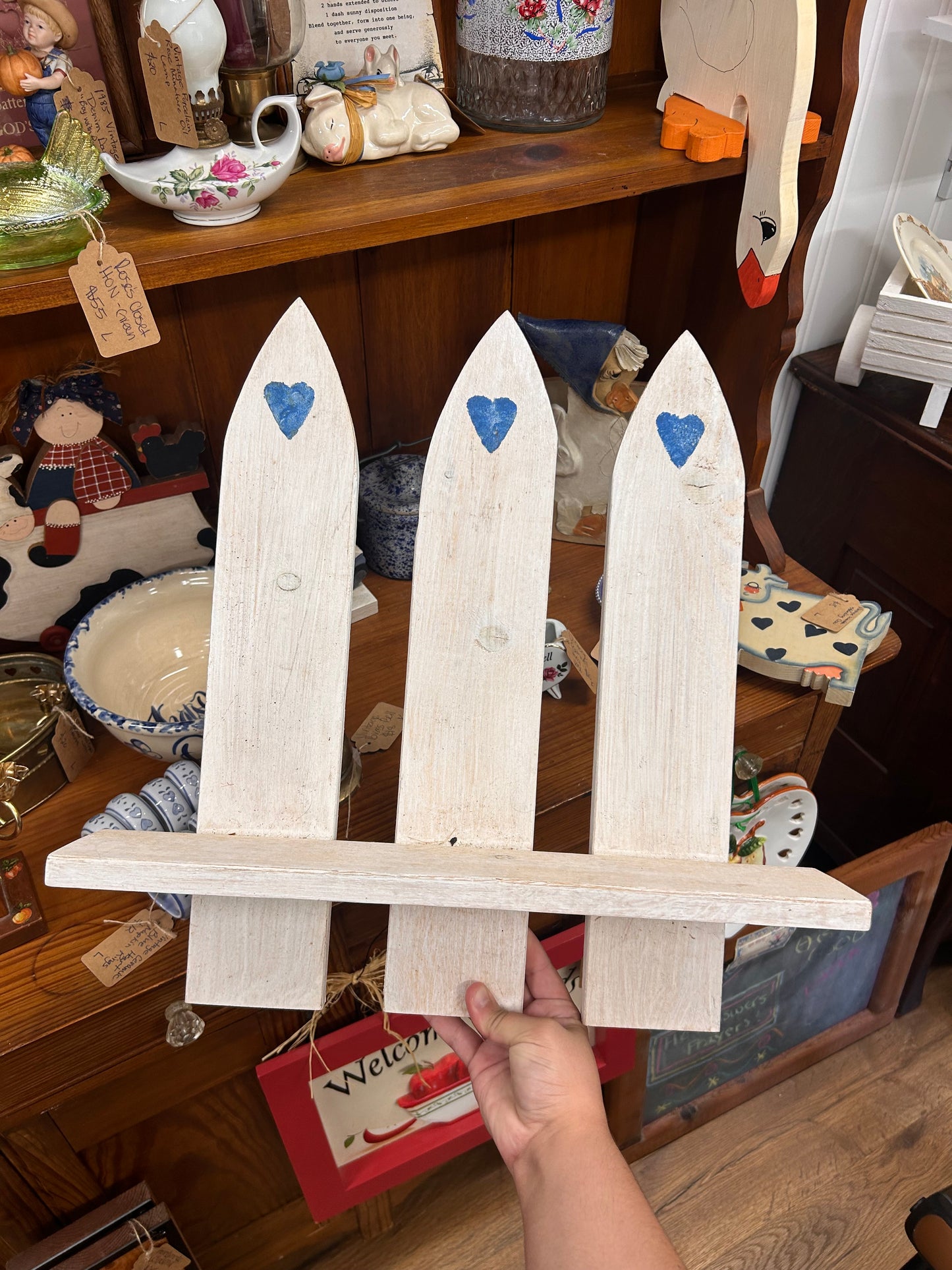 Vintage Handmade Heart Fence Wall Hanger - Local Pickup Only