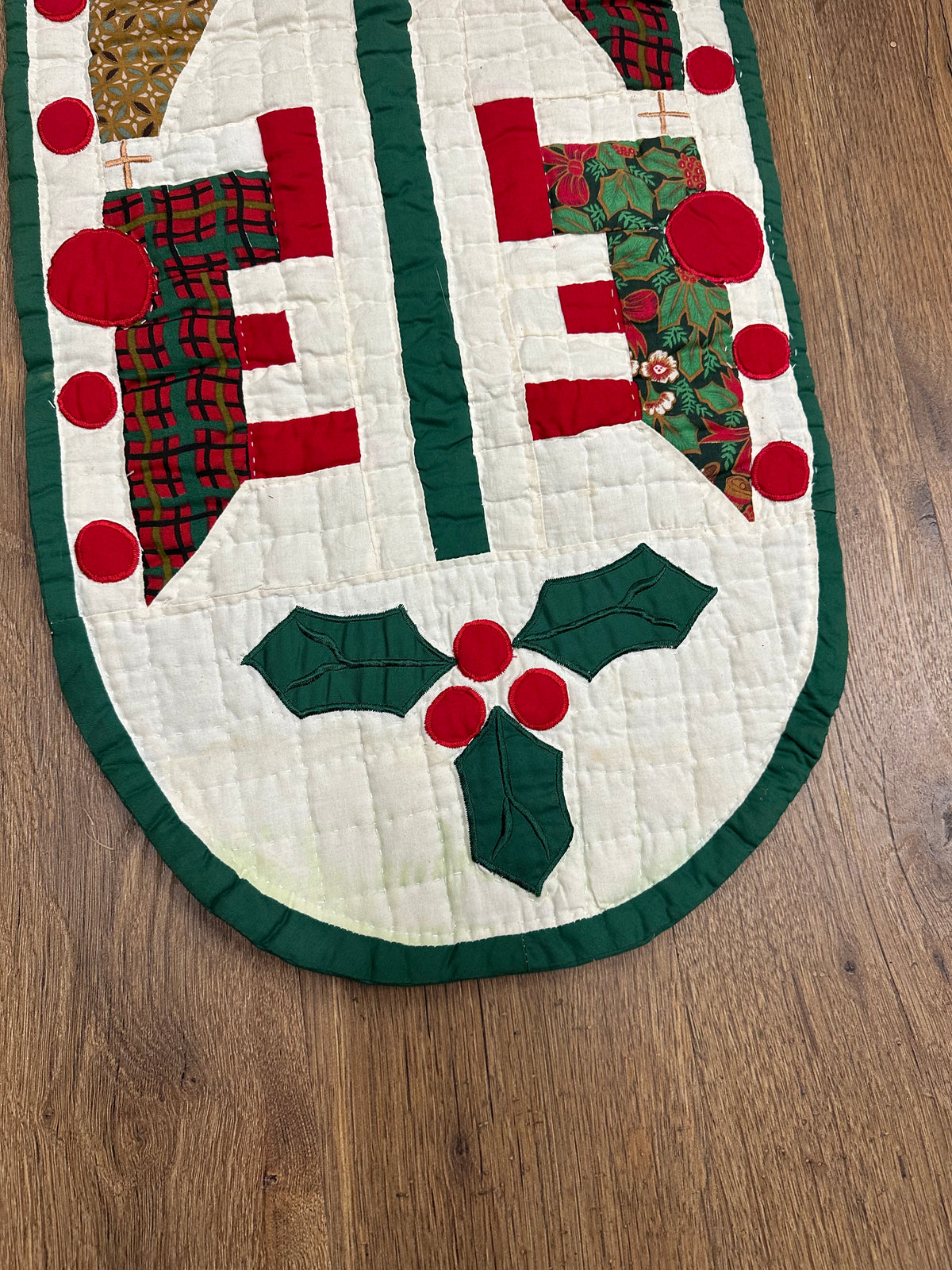 Vintage Quilted Christmas Table Runner - As Is