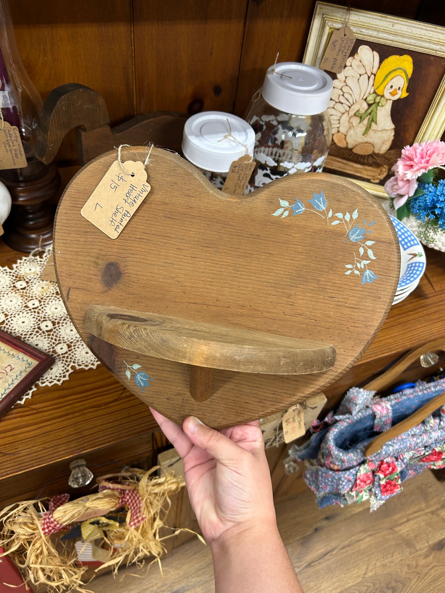 Vintage Painted Heart Shelf