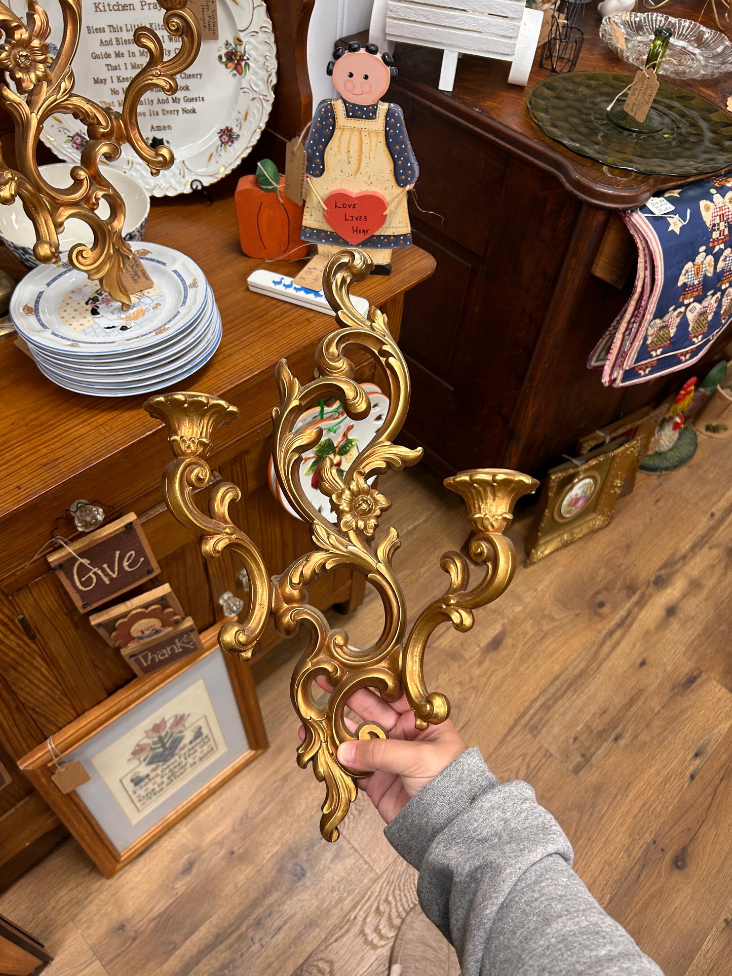 Vintage Gold Sconce Set