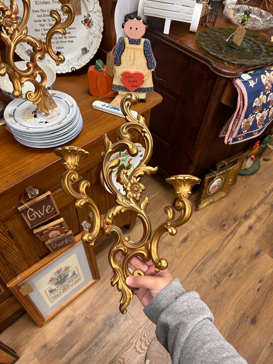 Vintage Gold Sconce Set