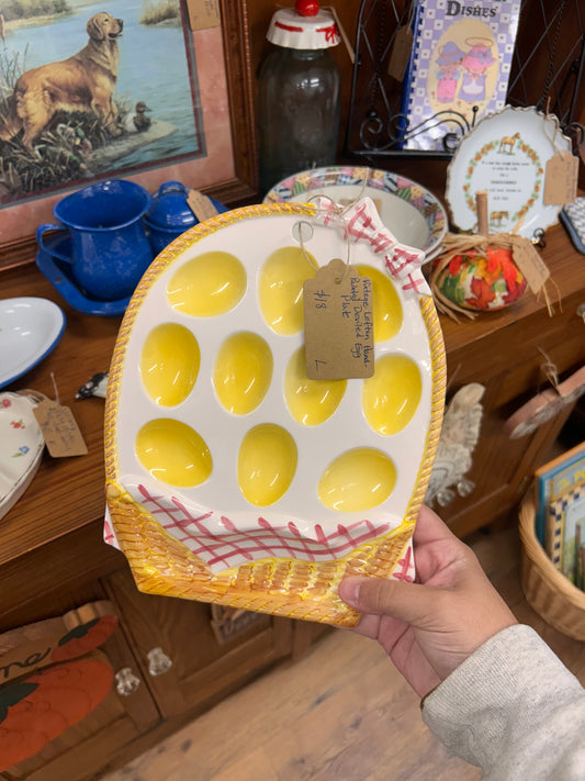 1985 Vintage Lefton Hand Painted Deviled Egg Plate
