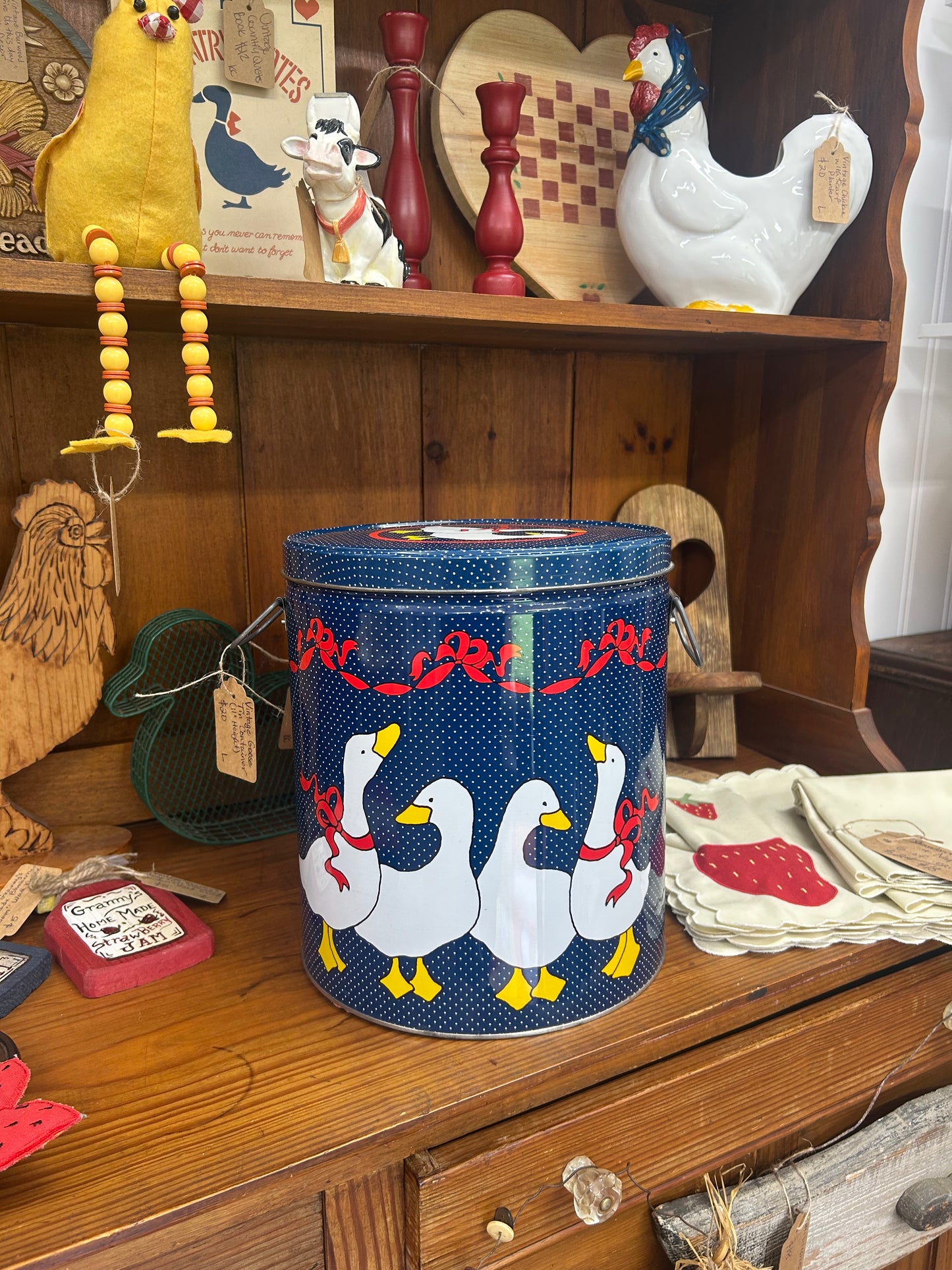 Vintage Goose Tin Container - 11” In Height