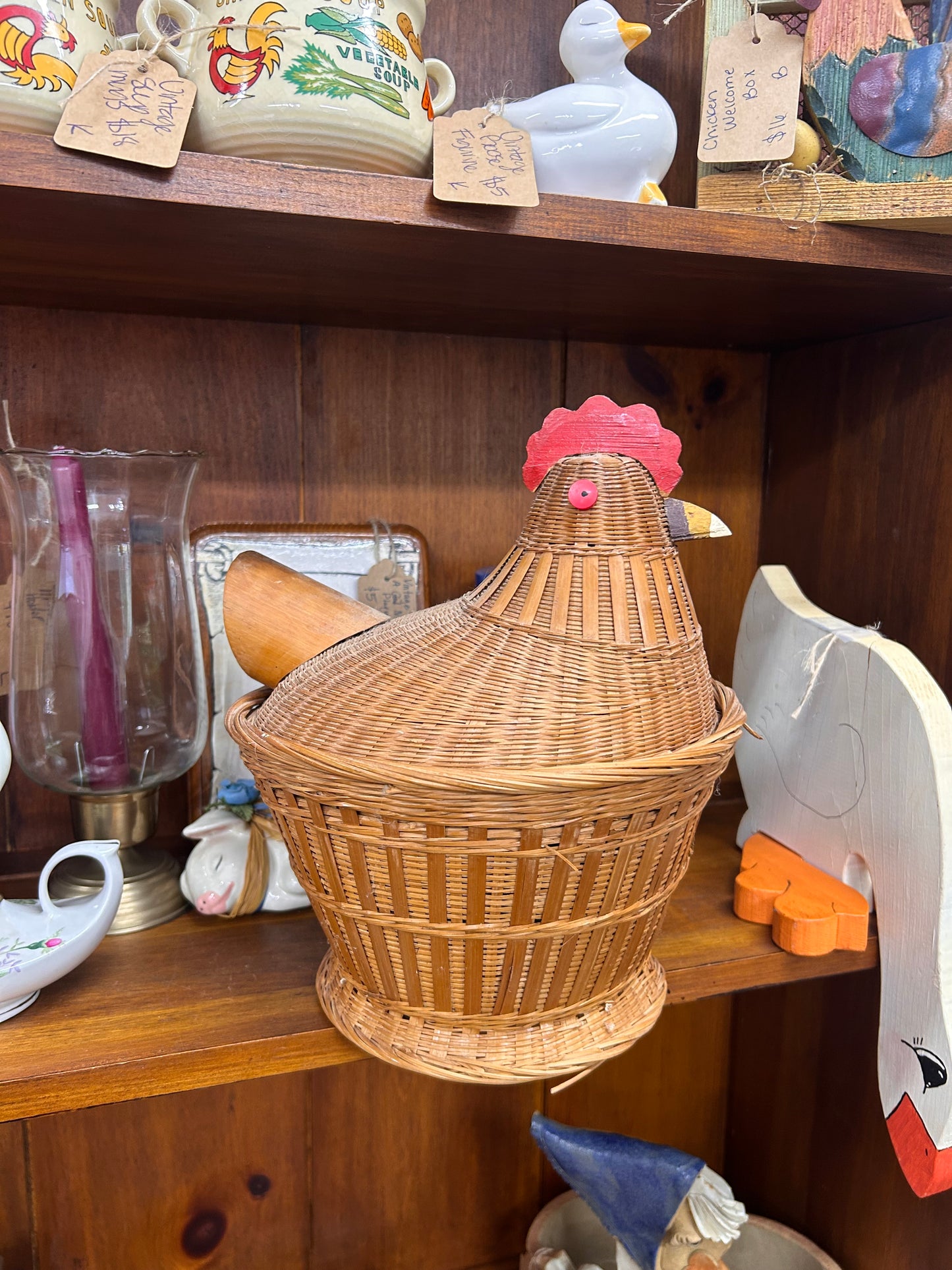 Vintage Large Wicker Chicken Basket - As Is