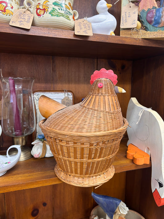 Vintage Large Wicker Chicken Basket - As Is