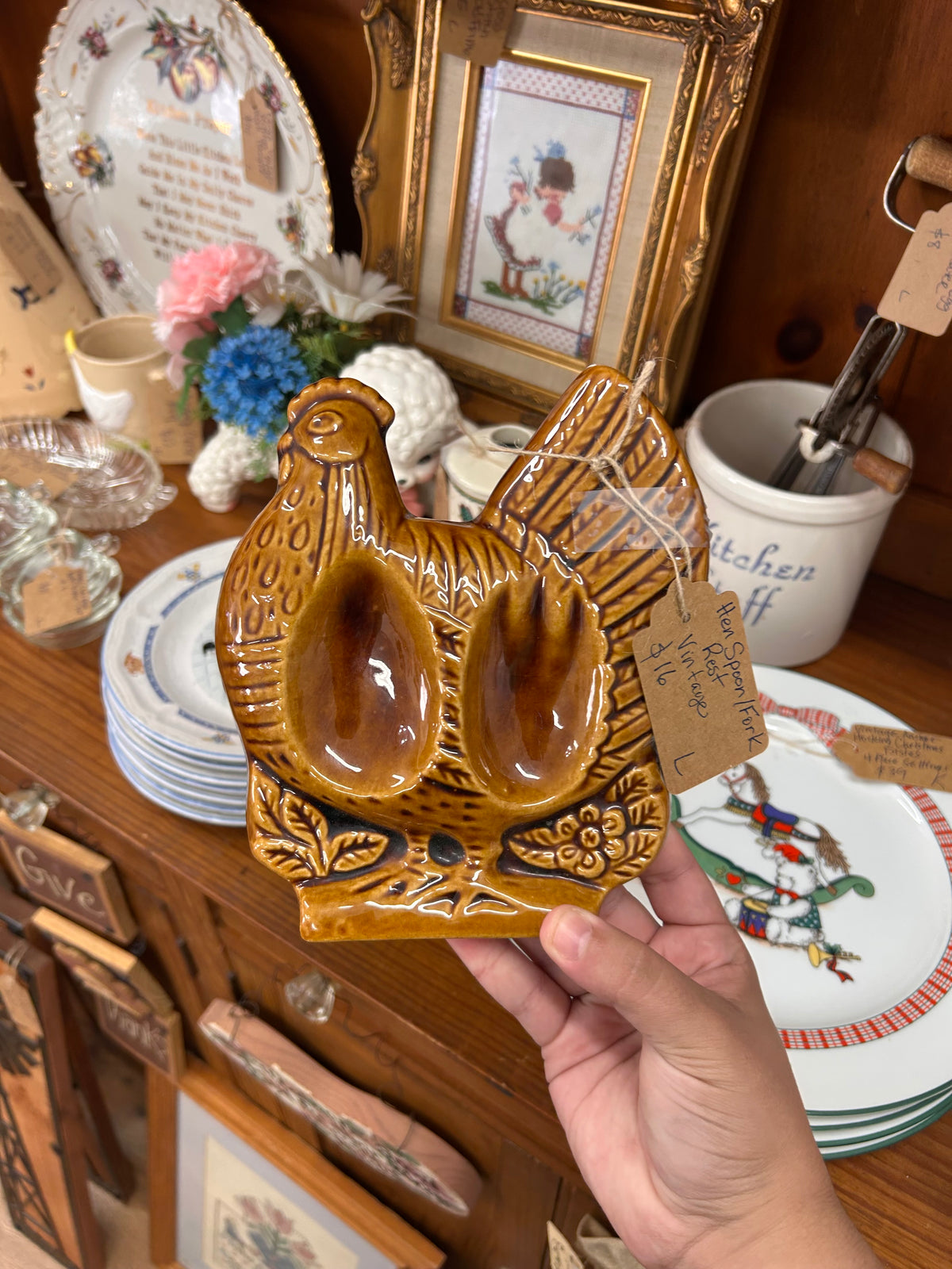 Vintage Hen Spoon/Fork Rest