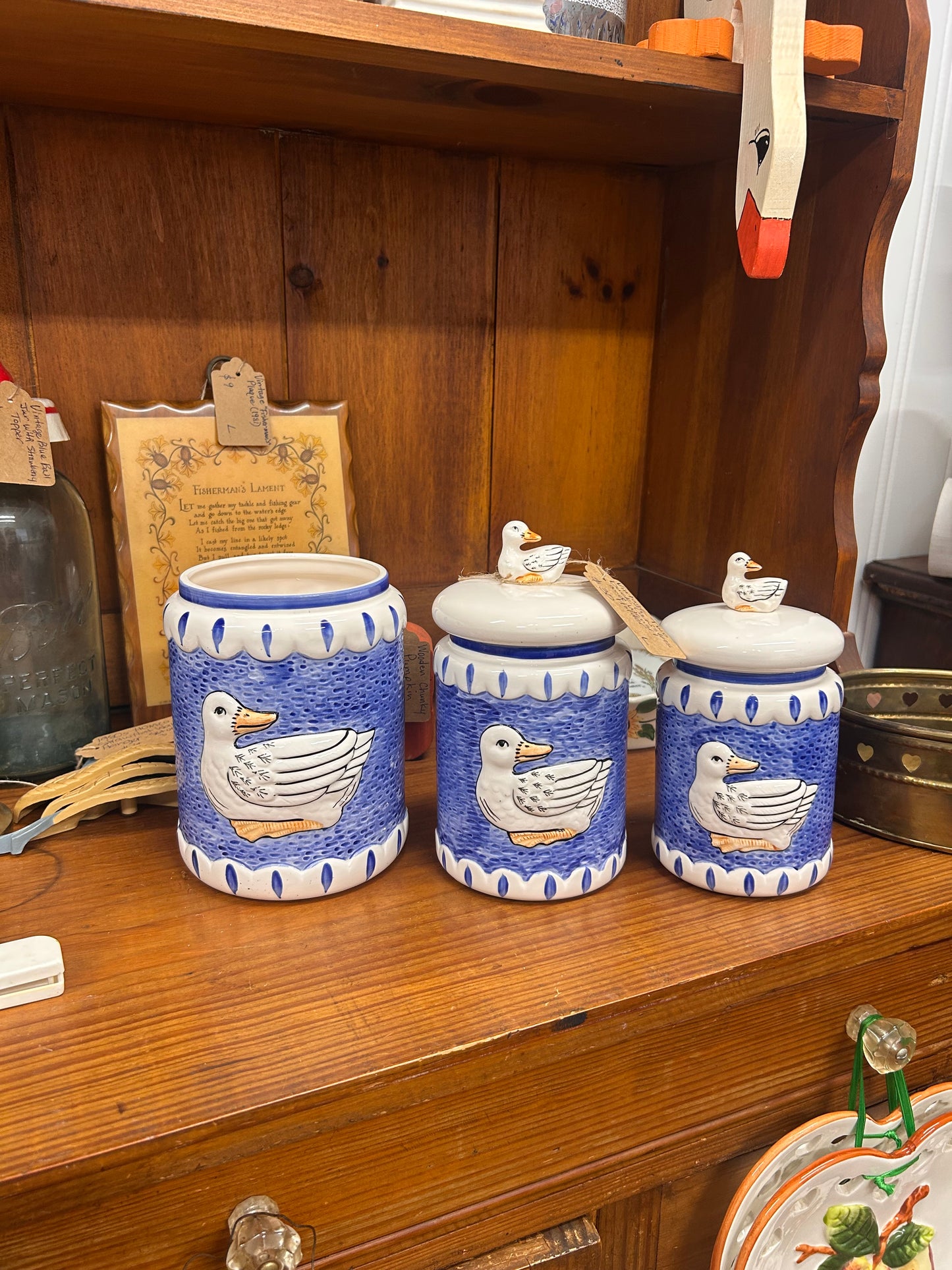 Vintage Duck Canisters & Utensil Holder