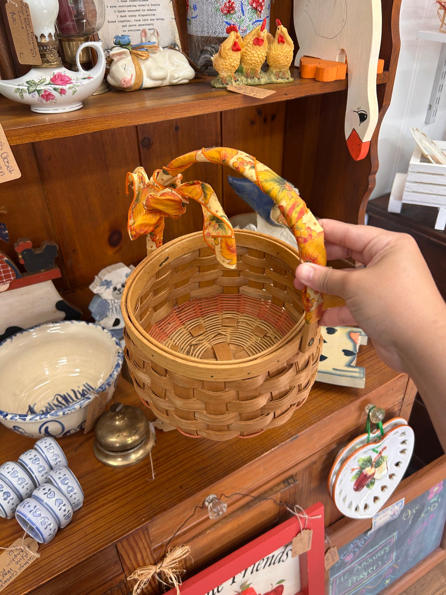 Wicker Basket With Fall Ribbon