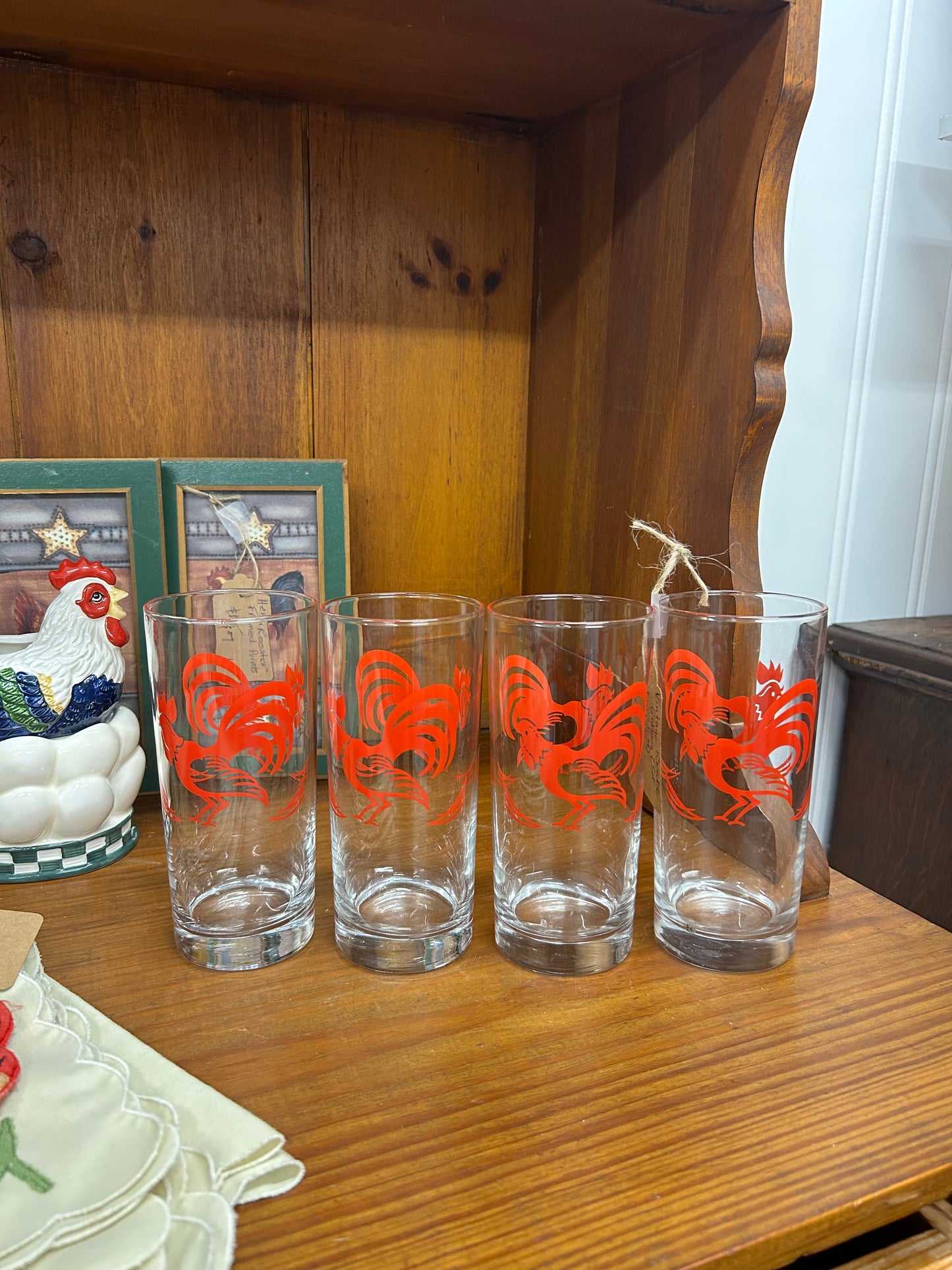 Vintage Rooster Glasses - Set Of 4