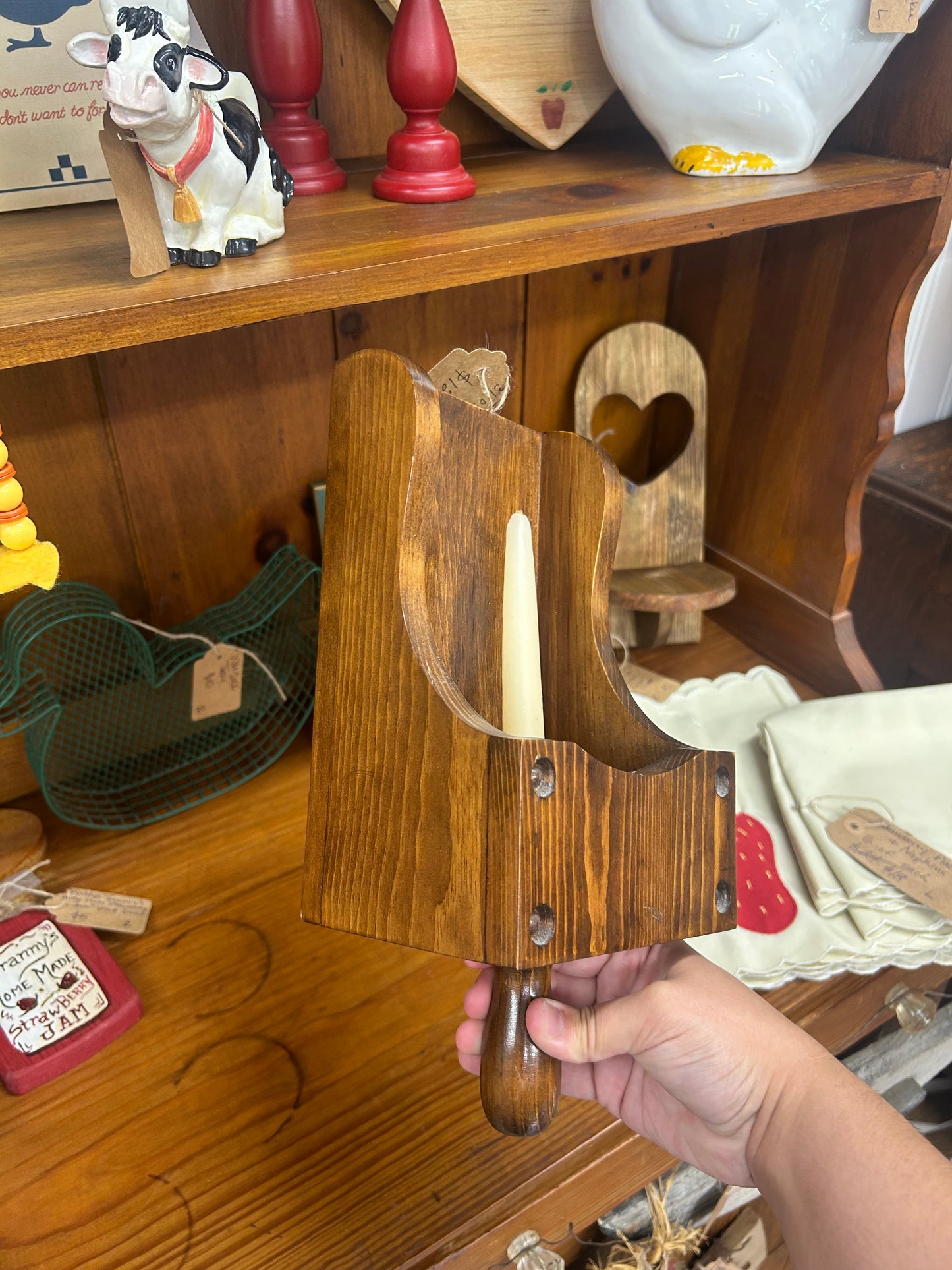Vintage Wooden Candle Sconce - Flowers Can Come Out!
