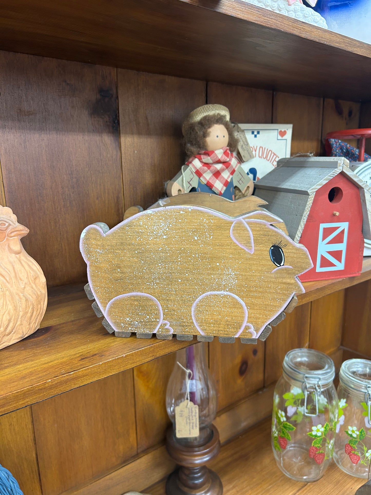 Vintage Wooden Pig Basket