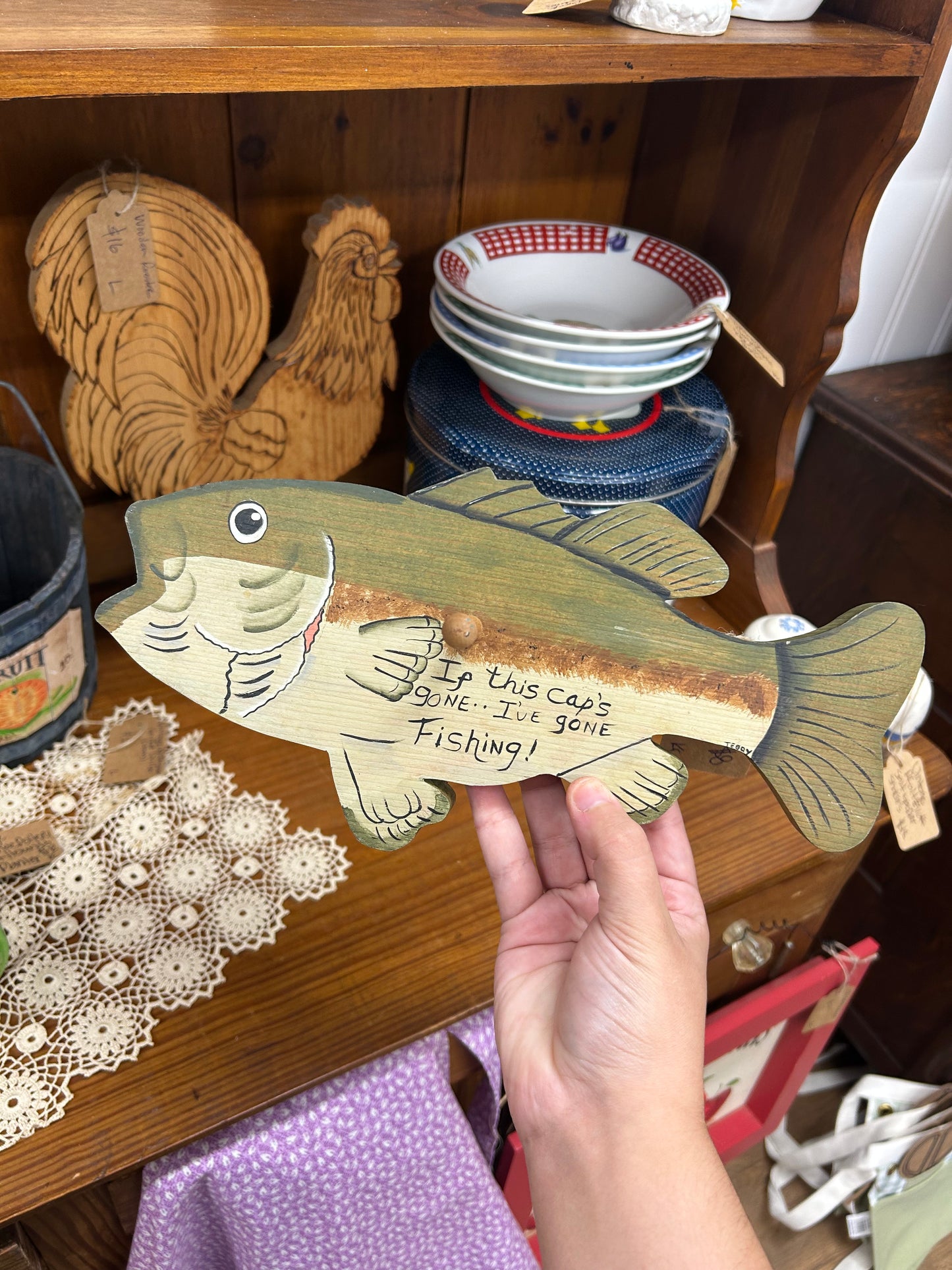 Vintage Wooden Gone Fishing