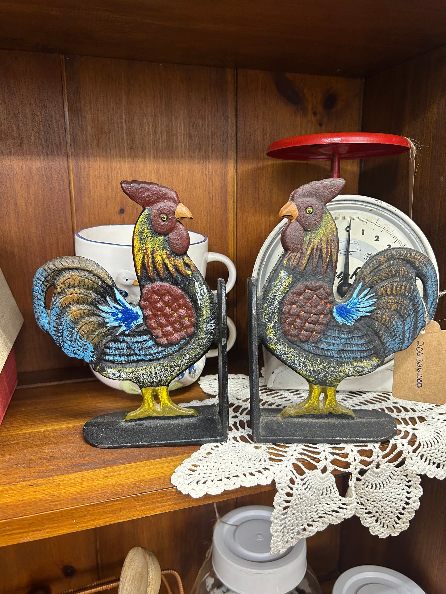 Cast Iron Rooster Bookends